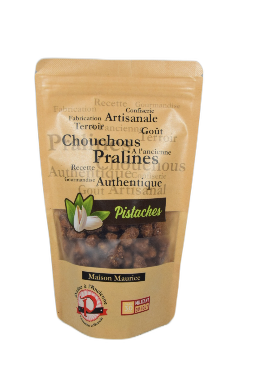 Pralines pistaches artisanales Maison Maurice – sachet 100 g, recette croustillante au chaudron