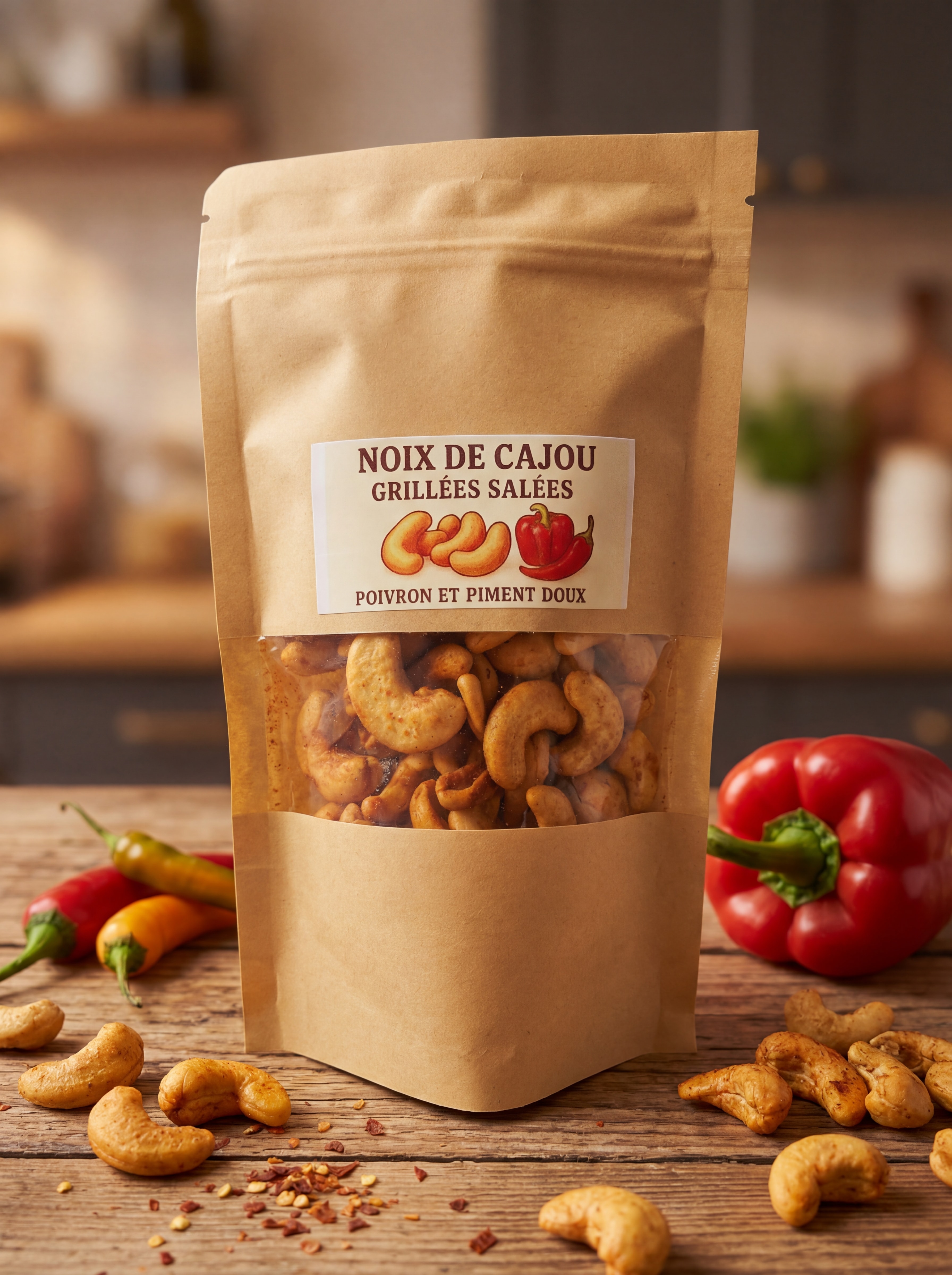 Noix de cajou grillées poivron piment doux des Cévennes 140g - Apéritif artisanal Maison Maurice
